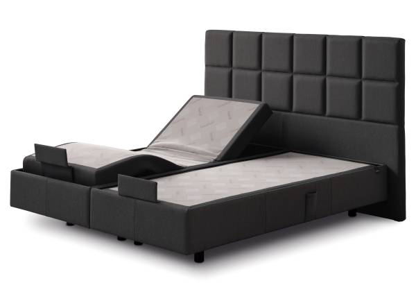 Tempur Boxspring Bett Adjustable mit Kopfteil Check Farbe Charcoal